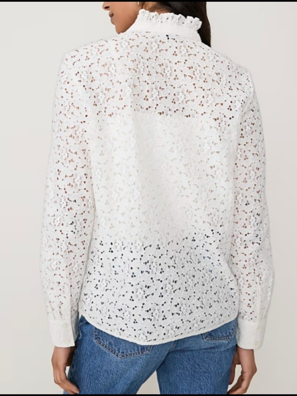 Ann Taylor Ruffle Collar Lace Blouse - Picture 11 of 14